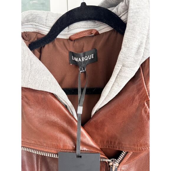 LAMARQUE HOLY Leather Biker Jacket with Removable Hood - Picture 12 of 13